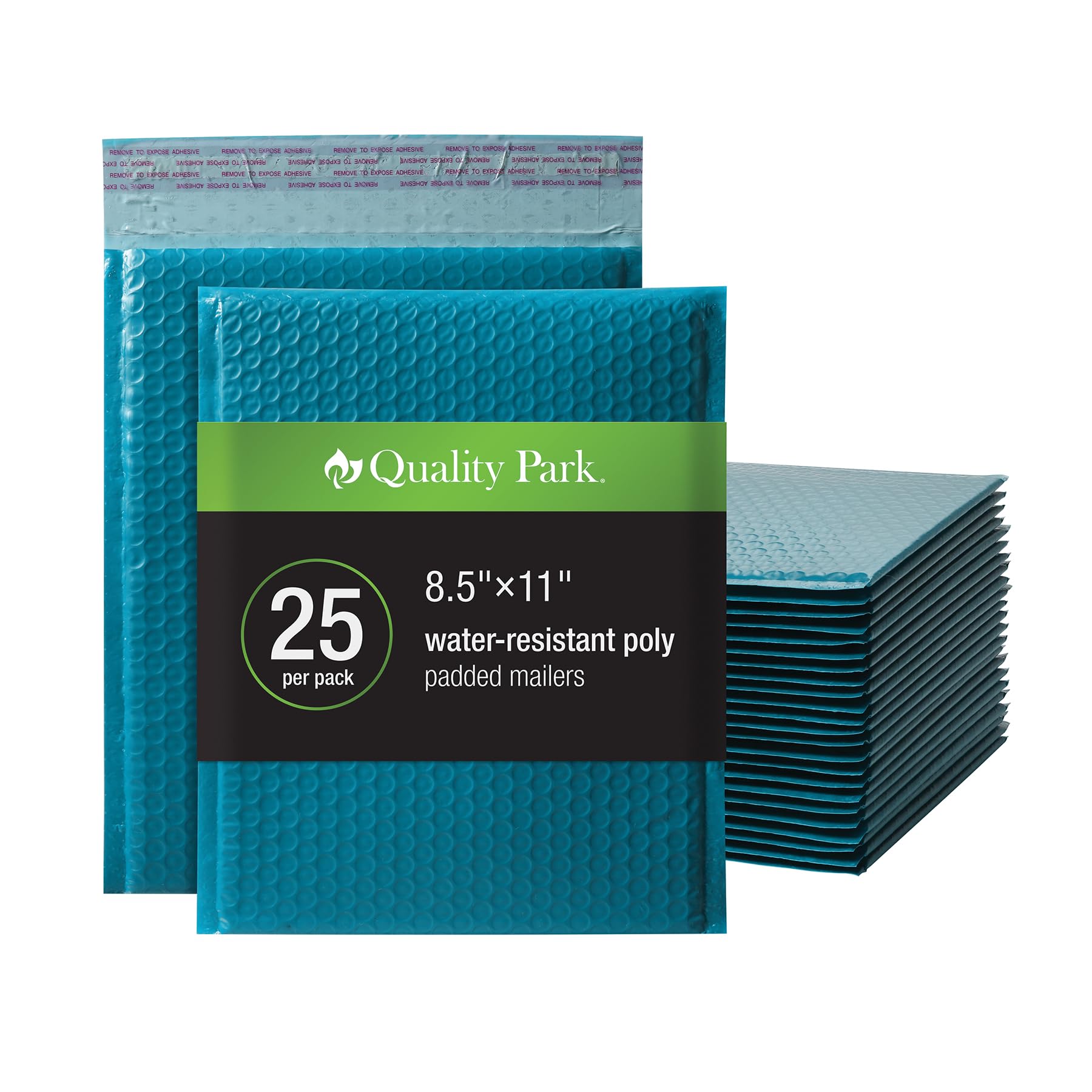 Quality Park Bubble Mailers, 8.25 X 11 Shipping Envelopes, Water Resistant Blue Poly Padded Envelopes, Redi-Strip Peel Off Closu